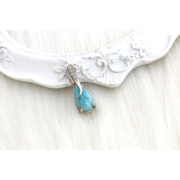 Larimar Gemstone Necklace Jewelry Sterling Silver Blue Larimar Stones Bead - Picture 1 of 2